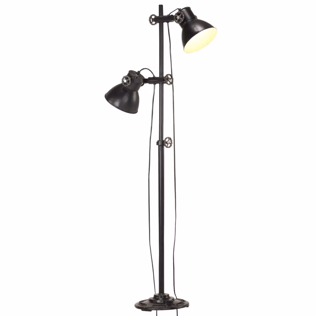 Lampada da terra a 2 luci in ghisa nera E27
