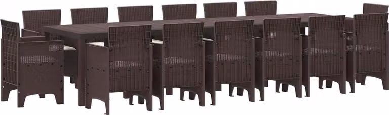 Maison Exclusive - Set da giardino per esterni, 15 pezzi, color marrone, in rattan sintetico "Polt"