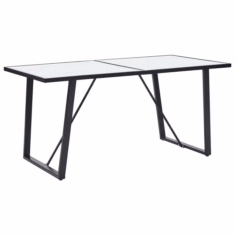 Maison Exclusive - Tavolo da pranzo bianco, 160 x 80 x 75 cm, piano in vetro temperato