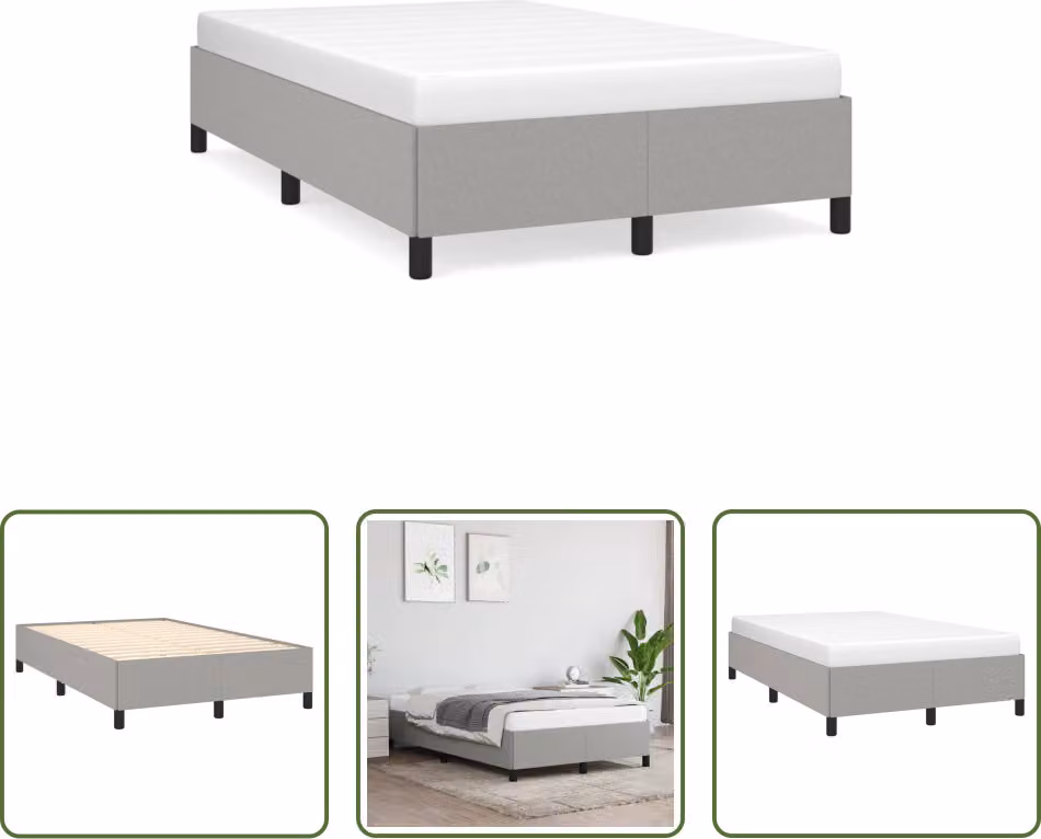 The Living Store Struttura letto grigio chiaro 120x190 cm in tessuto