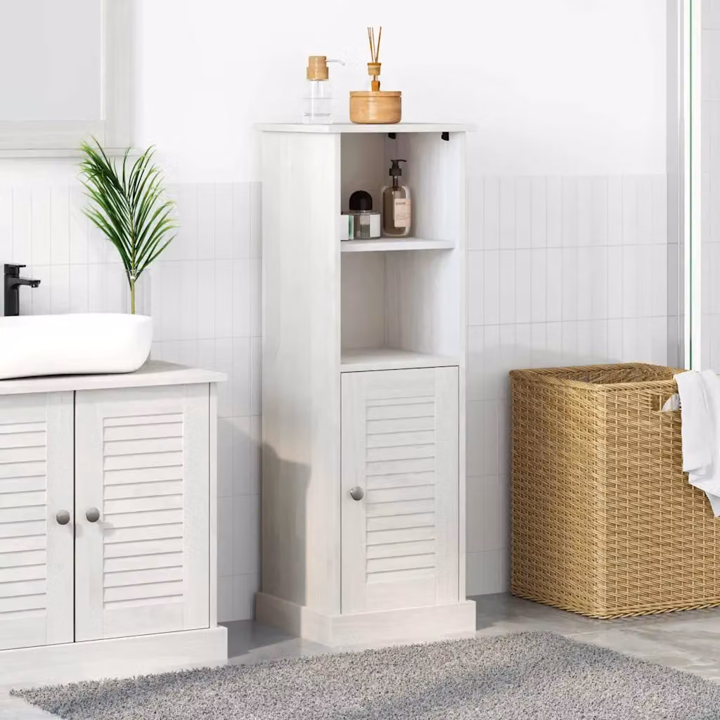 Mobile da bagno vidaXL moderno in legno bianco con ante a battente L/P/H: 37 x 34 x 110 cm