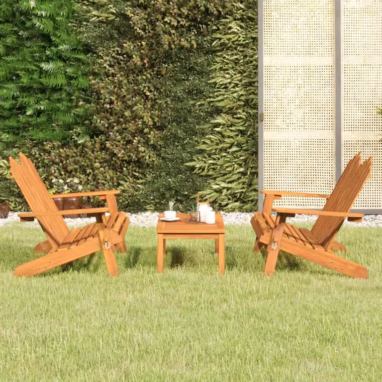 Set Salotto da Giardino vidaXL in Legno di Acacia Marrone composto da Divano 2 posti, Tavolino e 2 Poltrone Lounge