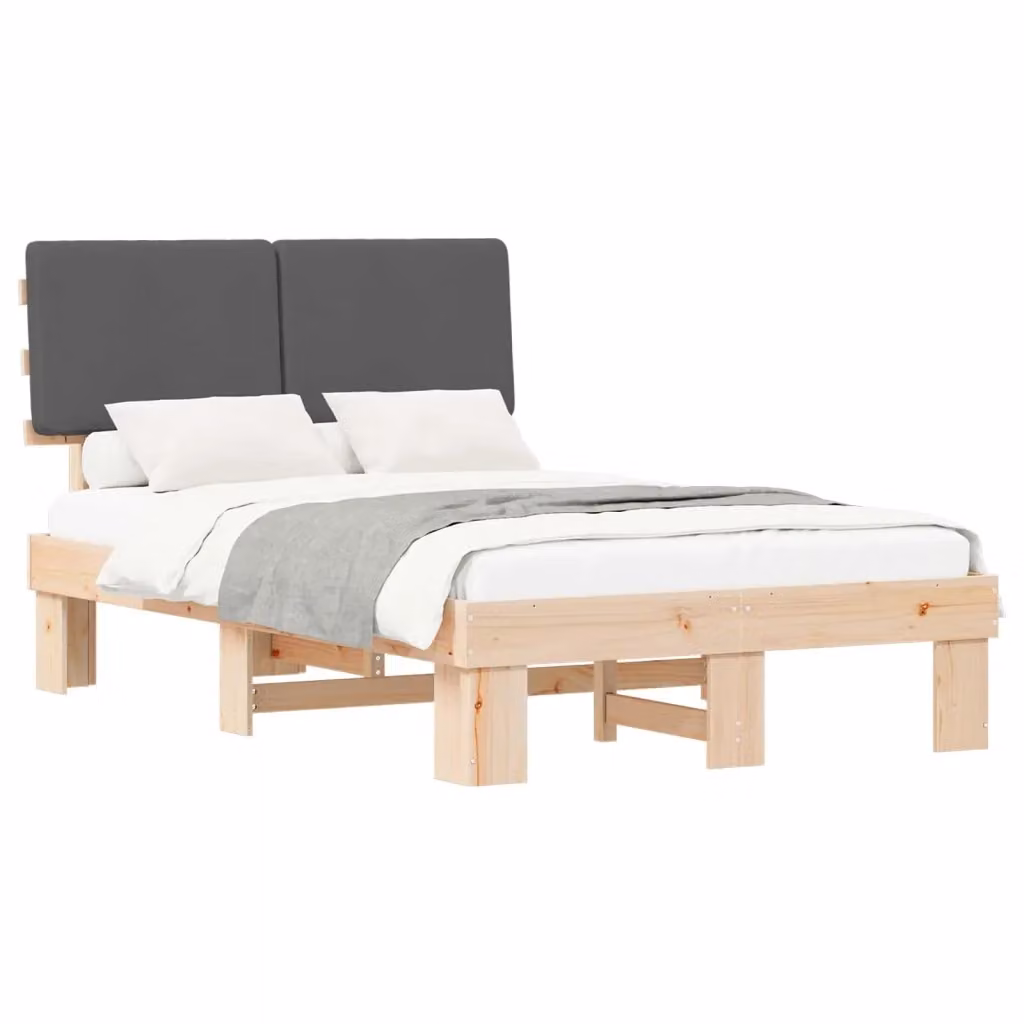 vidaXL Letto Moderno con Testiera Rivestita in Tessuto Grigio L/P/H: 120 x 200 cm – 2