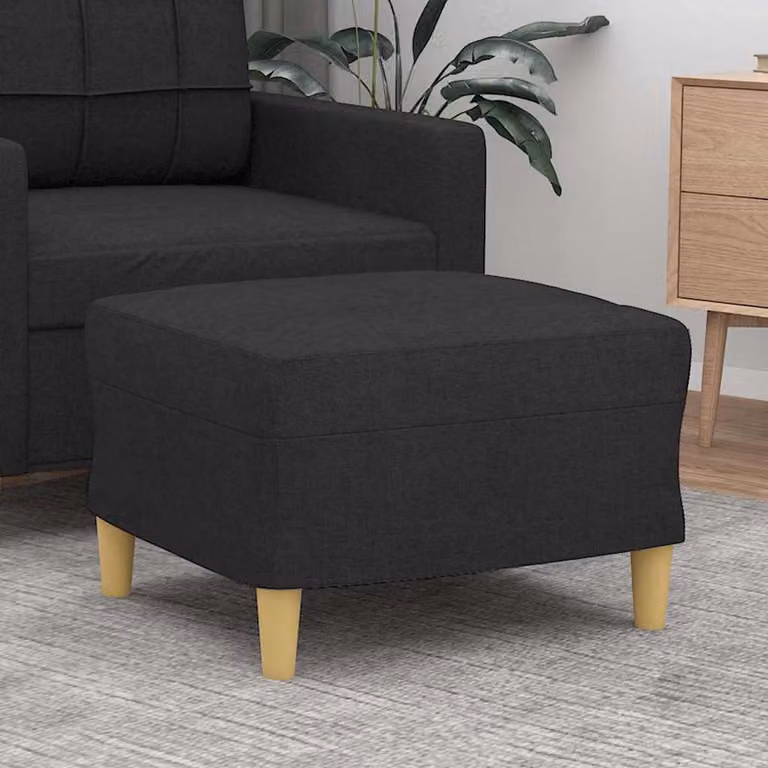 vidaXL Poggiapiedi Moderno in Tessuto Nero con Struttura in Legno L: 60 cm, P: 50 cm, H: 41 cm