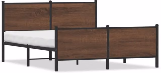 Letto matrimoniale Design In in metallo color rovere marrone con rete a doghe fisse L/P/H: 200 x 140 x 91,5 cm
