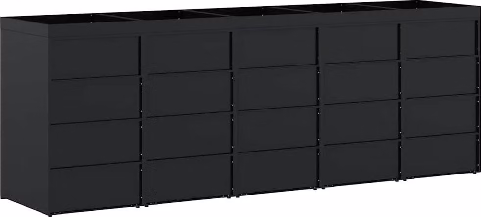 Contenitore per Rifiuti per 5 Bidoni Nero 340 x 77,5 x 121,5 cm