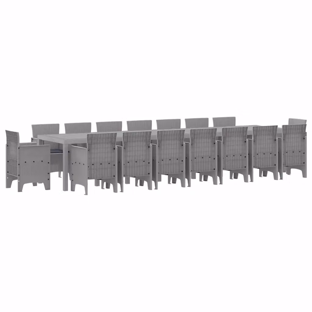 Set da pranzo da giardino moderno vidaXL in rattan grigio con 17 pezzi – 2