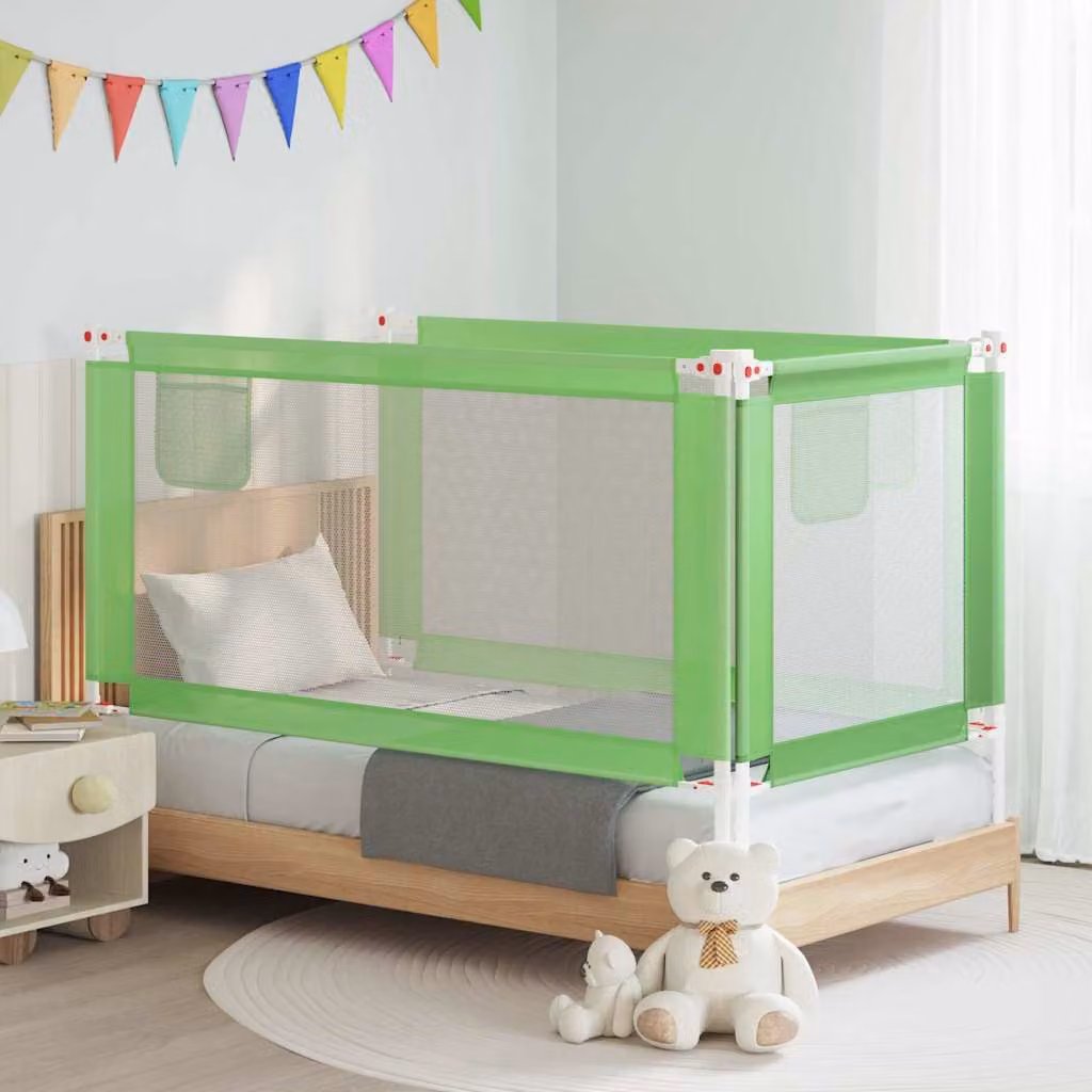 Sponda Letto di Sicurezza per Bambini vidaXL Verde in Tessuto e Metallo, L: 160 cm, H: 25 cm