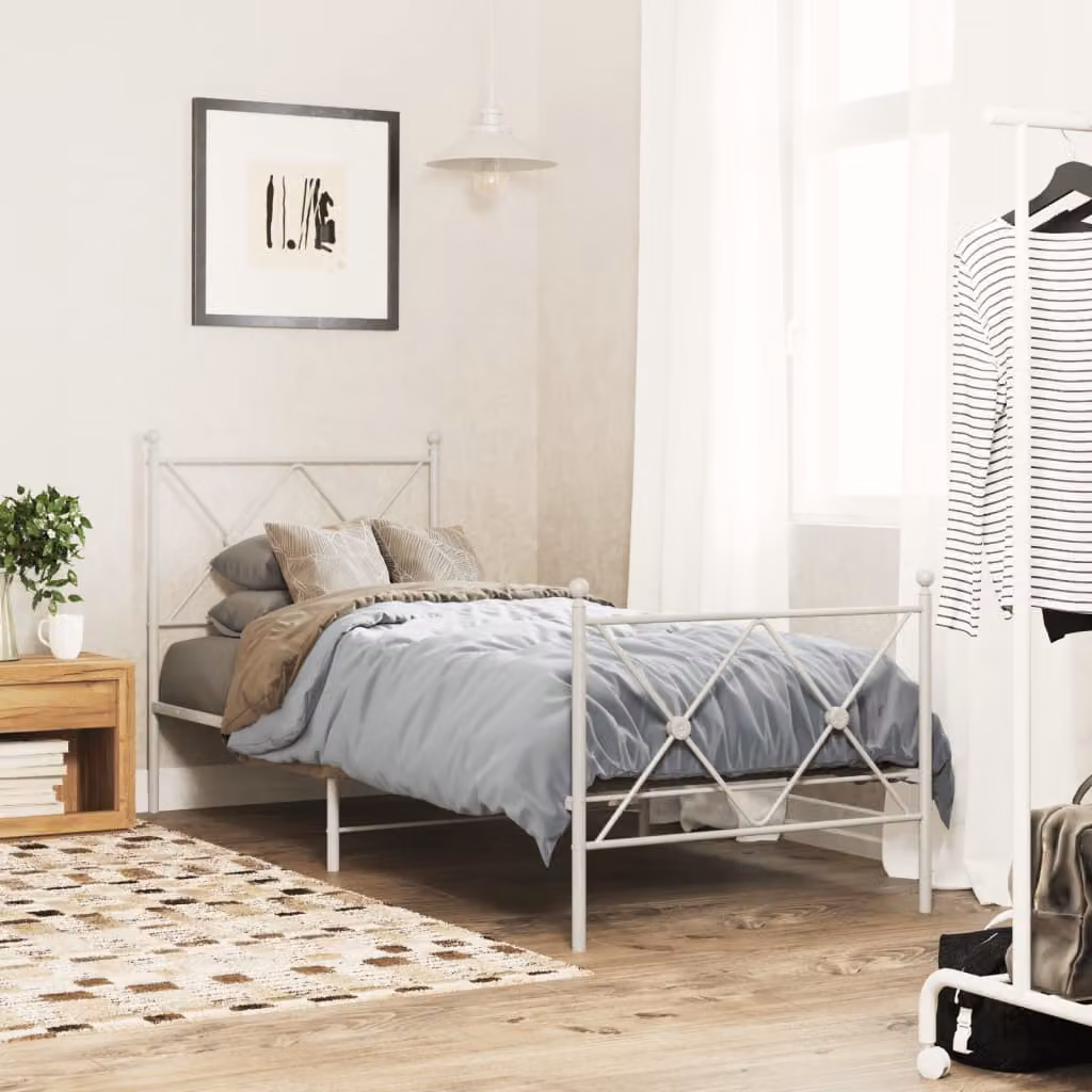 vidaXL Giroletto in metallo con testiera e pediera, Bianco, L 80 cm x P 200 cm