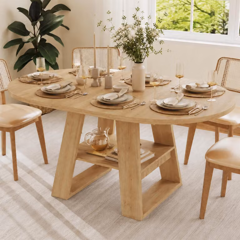 Tavolo allungabile Flieks, dimensioni 110/150 x 110 cm, tavolo da pranzo/tavolo da cucina per 4-6 persone, tavolo rotondo con ripiano, in legno di quercia