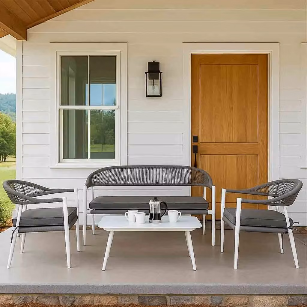 Set da giardino Wanderlust Deco composto da tavolo, divano e 2 poltrone multicolore per balcone o terrazzo L/P/H: 100x55x45 cm, 68x69x75 cm, 138x69x75 cm – 2