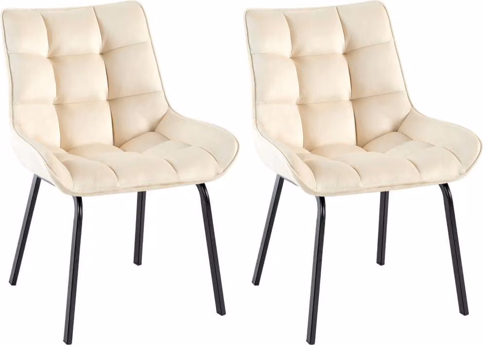 set di 2 sedie da pranzo - sedie da cucina - altezza seduta confortevole, struttura in metallo | Colore: crema | Materiale: morbido