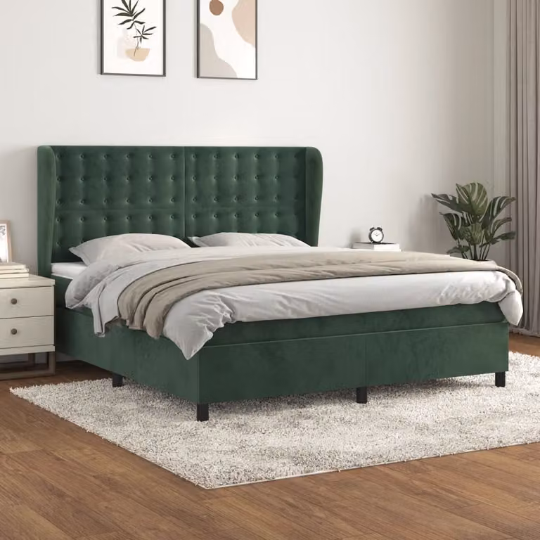 Maison Exclusive - Giroletto a Molle con Materasso Verde Scuro 180x200 cm Velluto