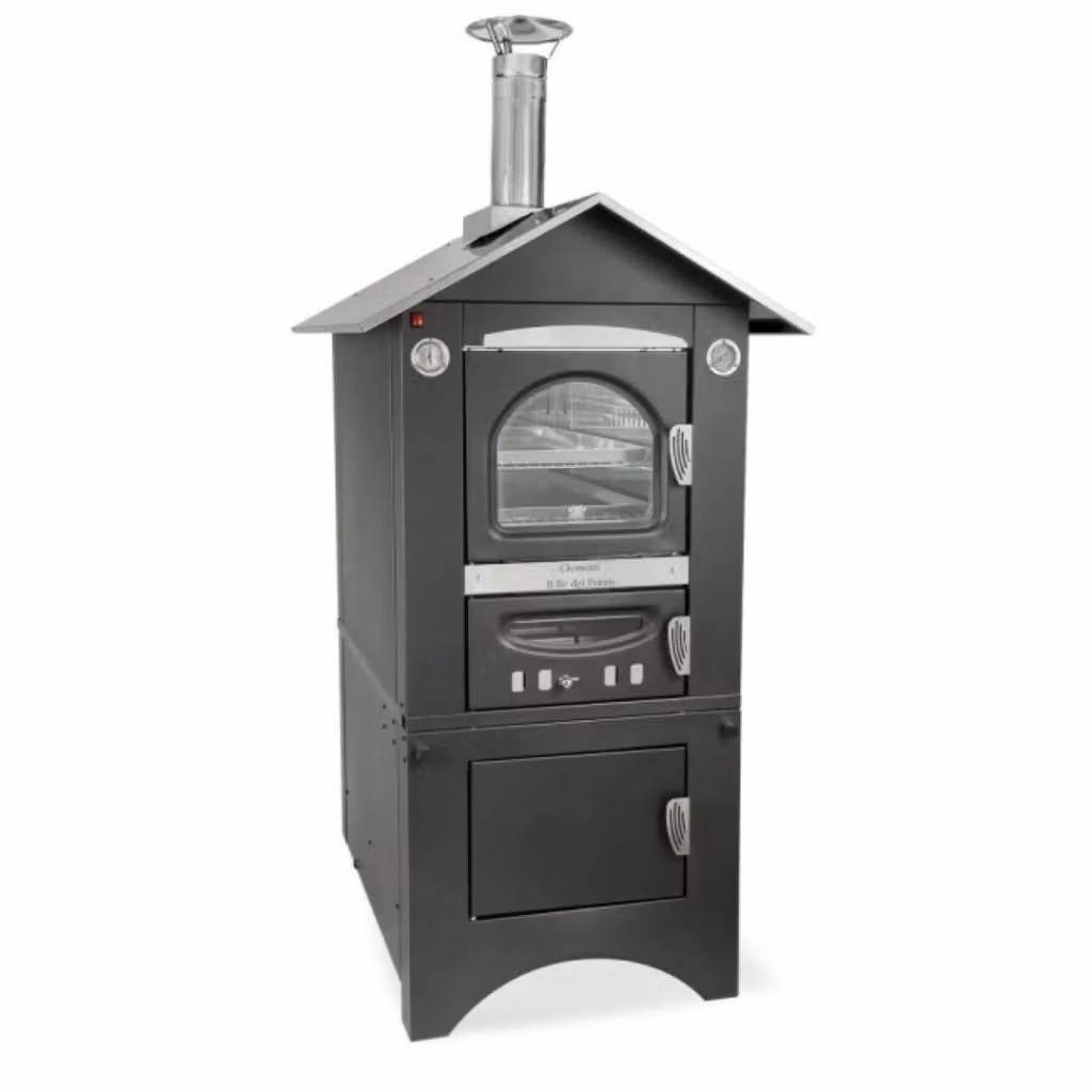 Forno a legna ventilato Smart Giardino Clementi con fuoco indiretto, colore antracite, L 80 cm x P 45 cm x H 40 cm – 2