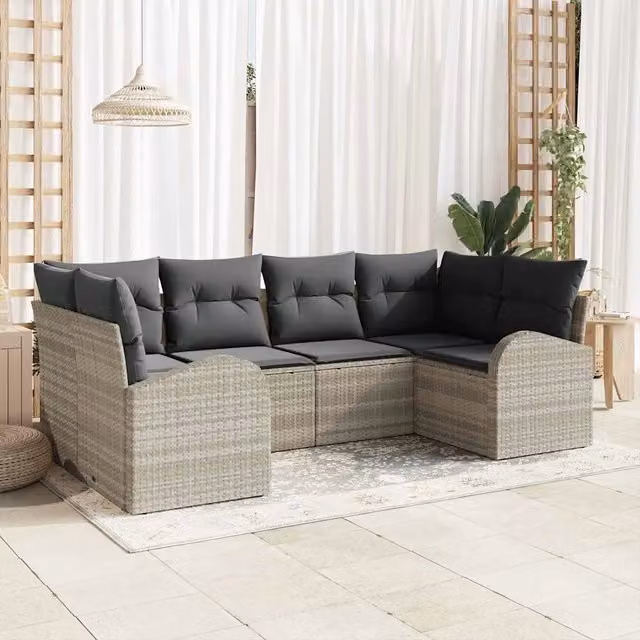 Set Divano da Giardino 6 pz Grigio chiaro polyrattan 3354851