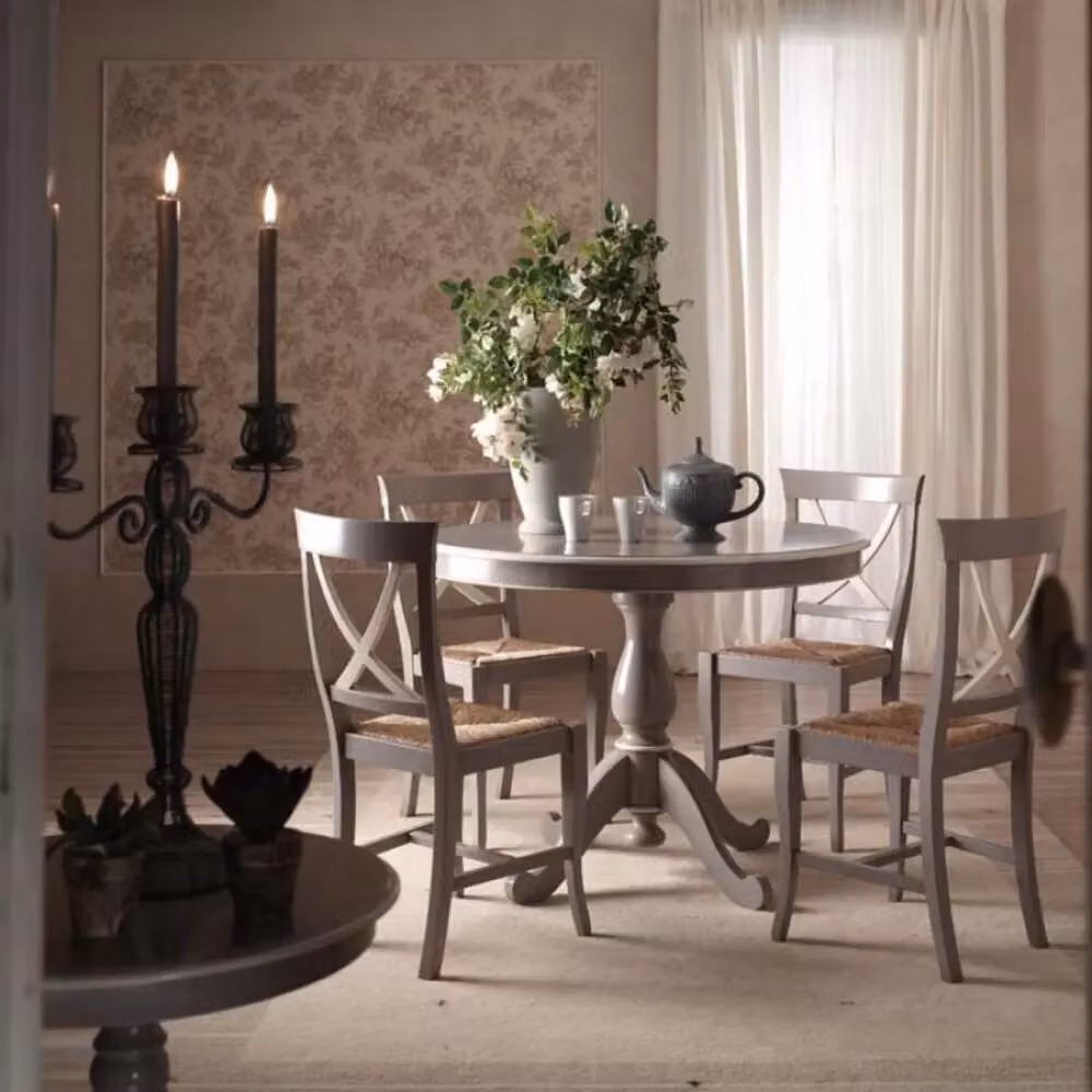 Tavolo rotondo shabby chic in legno bianco Mobili 2G L/P/H: 110 x 110 x 78 cm – 3
