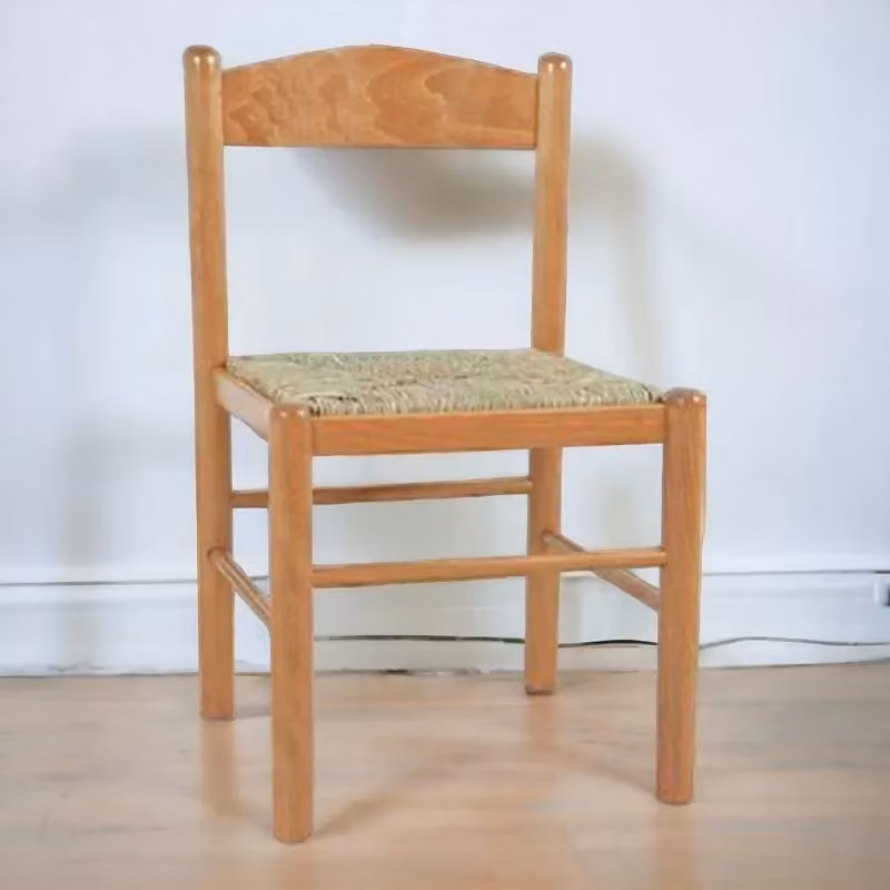Set di 2 sedie in stile arte povera Mobili 2G in legno di faggio color miele con seduta in paglia L/P/H: 43 x 43 x 83 cm – 2