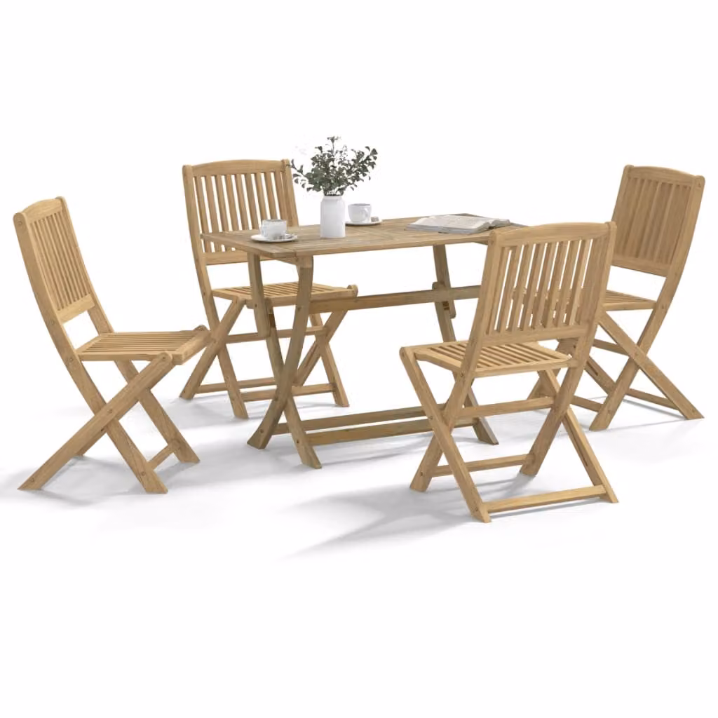 Set da pranzo per giardino vidaXL in legno di acacia marrone, composto da 5 pezzi con piano rettangolare e stile rustico