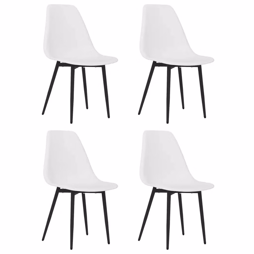 Set di 4 sedie da pranzo vidaXL bianche in plastica e metallo con design minimalista per cucina e sala da pranzo – 2