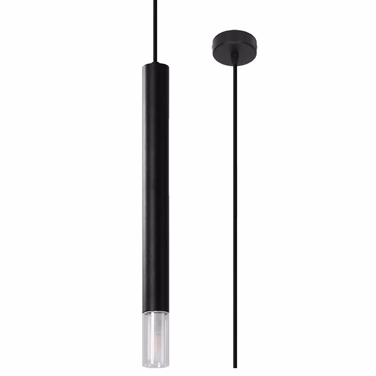 Lampada a sospensione WEZYR 1 nero 1xG9 8W acciaio/vetro 120x8x8cm Sollux Lighting