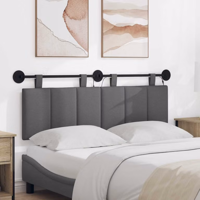 Testiera per letto sospesa vidaXL in velluto grigio con luce LED integrata e funzione lettura