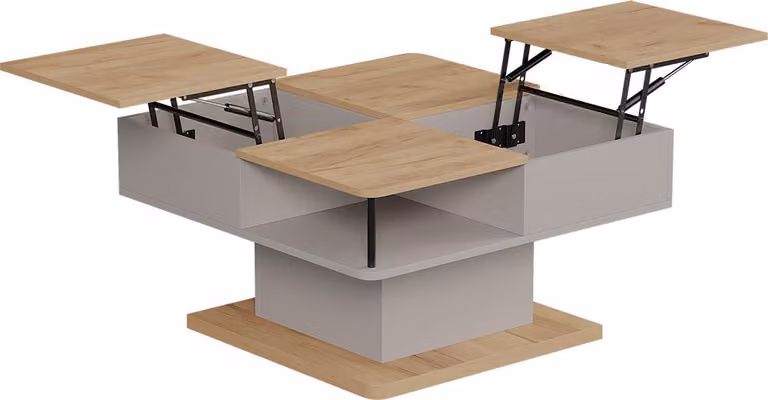 tavolino soggiorno Vicco Movira Beige 80 x 45 cm con vani portaoggetti, Model 59129