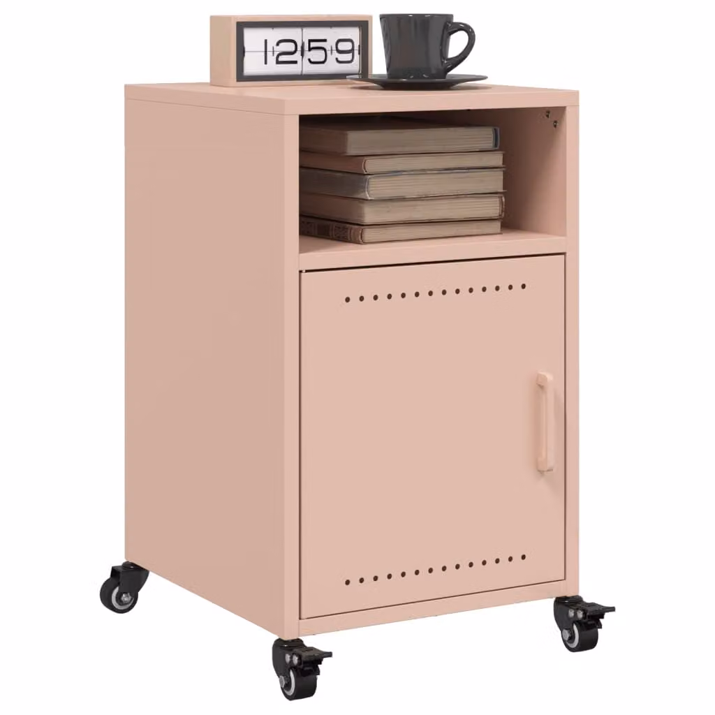 Set di 2 comodini vidaXL in metallo rosa opaco L/P/H: 36 x 39 x 59 cm