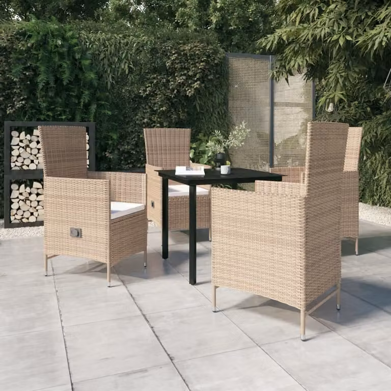 Maison Exclusive - Set da pranzo da giardino a 5 pezzi con cuscini beige