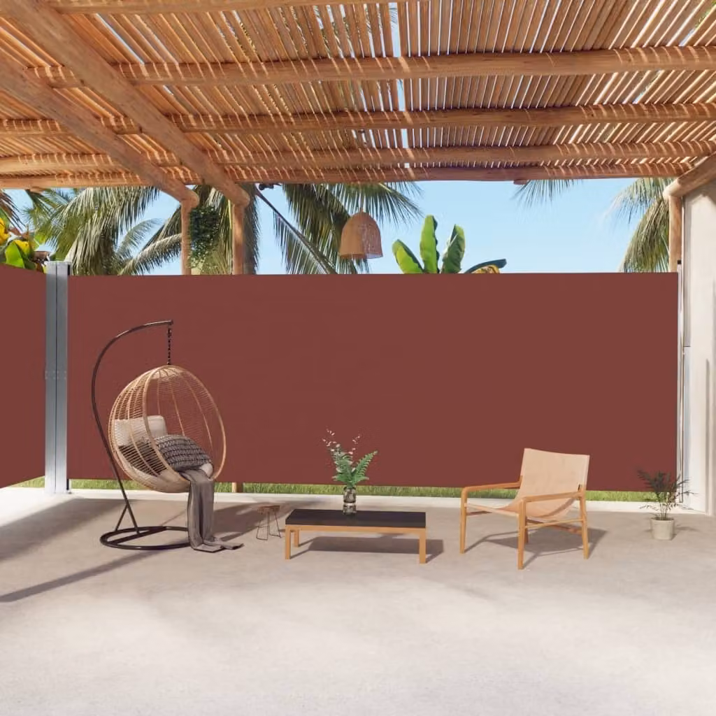 The Living Store Tenda laterale estensibile marrone 220x1000 cm