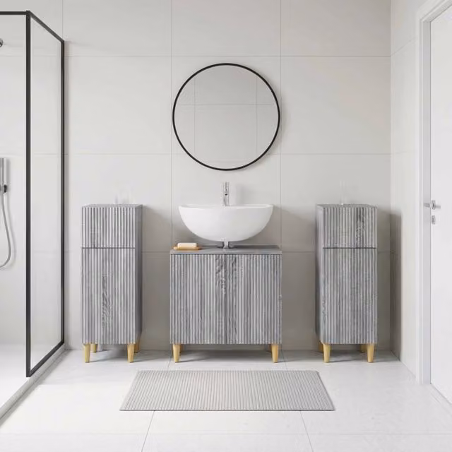 Set di armadietti da bagno in 3 pezzi ARNHEM Sonoma grigio 3418014