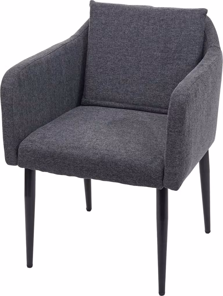 Sedia da pranzo HWC-H93, sedia da cucina poltrona sedia ~ tessuto/tessuto grigio scuro