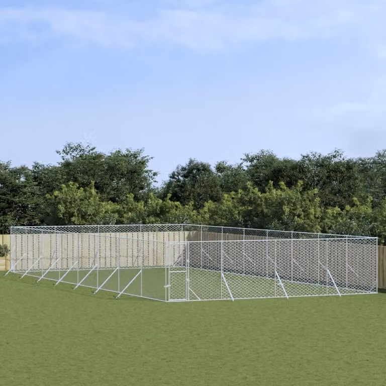 The Living Store Cuccia per cani da esterno Silver 8x16x2 m Acciaio zincato