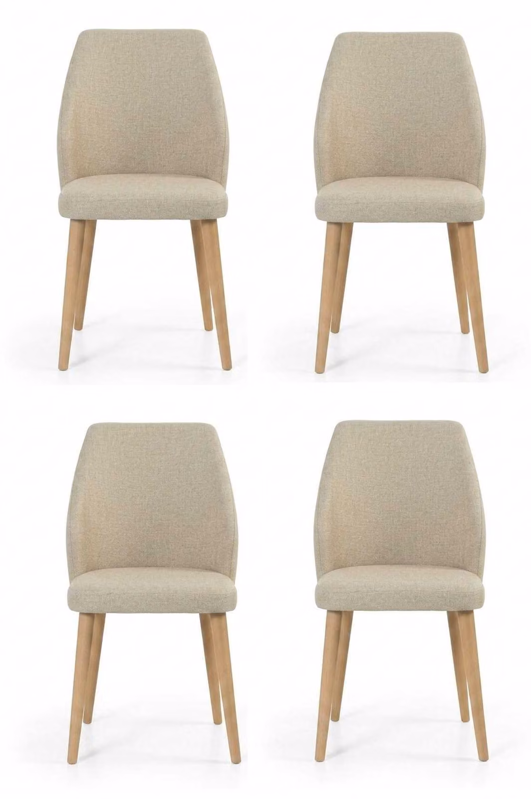 Set di sedie beige, design moderno, lussuose, per sala da pranzo. Sedie imbottite