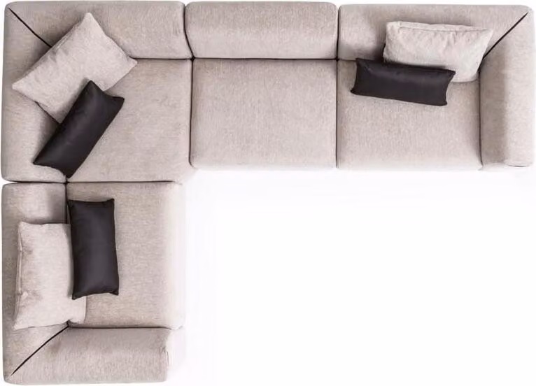 L-förmiges Sofa Beige Eckcouch Wohnzimmermöbel Polstersofa Textil