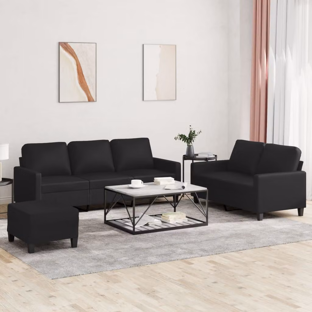 Maison Exclusive - Set divano 3 pezzi con cuscini in ecopelle nera
