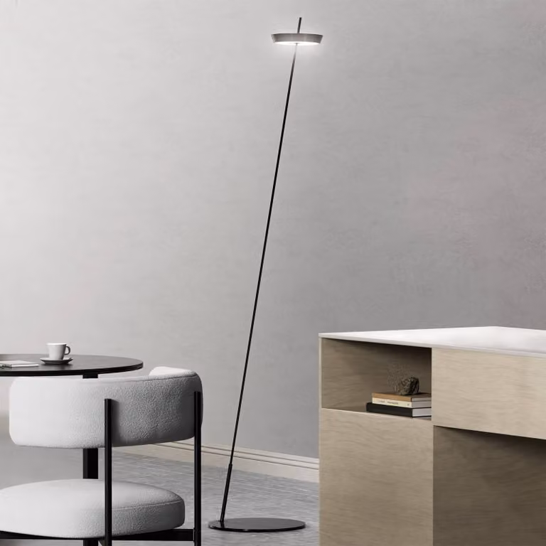 Sigor Lampada da terra a LED Mahina, dimmerabile, Nero, Soggiorno / Sala da pranzo, Alluminio, Moderno, Lampada LED da terra
