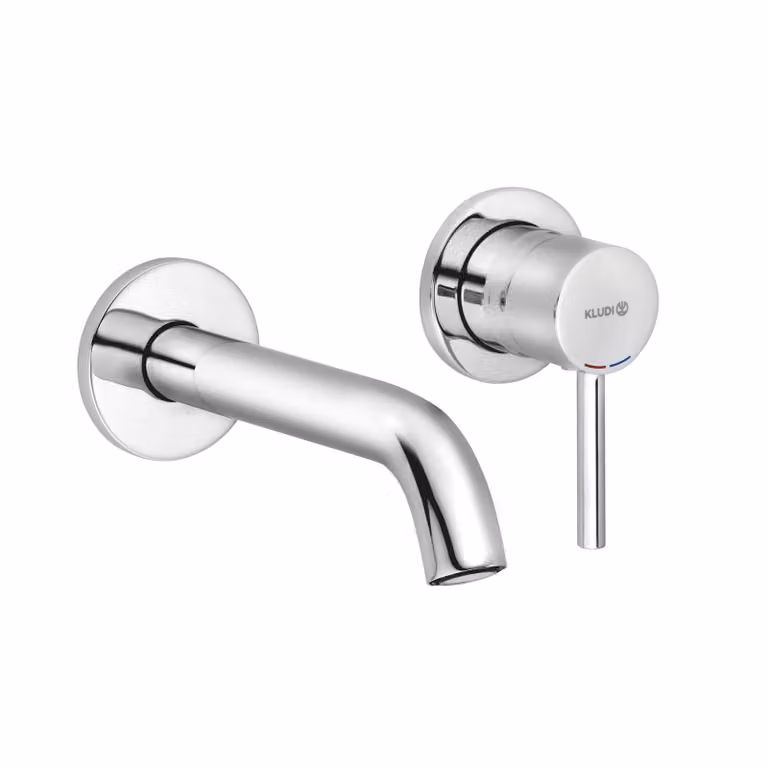 KLUDI BOZZ Mitigeur monocommandé mural encastré pour lavabo à deux trous, saillie 180mm, 382440576, 382440576