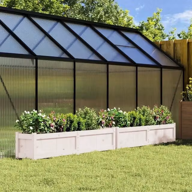 Fioriere da Giardino 2 pz Bianche in Legno Massello di Pino 837477
