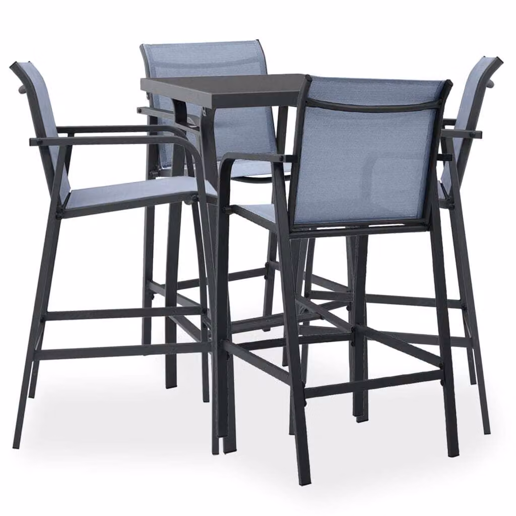 Maison Exclusive - Set da giardino composto da 5 pezzi, colore nero e grigio