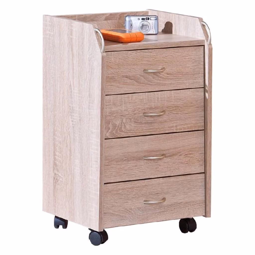 Cassettiera DMORA con 4 cassetti in stile moderno, colore beige, L 40 cm x P 36 cm x H 65 cm – 2