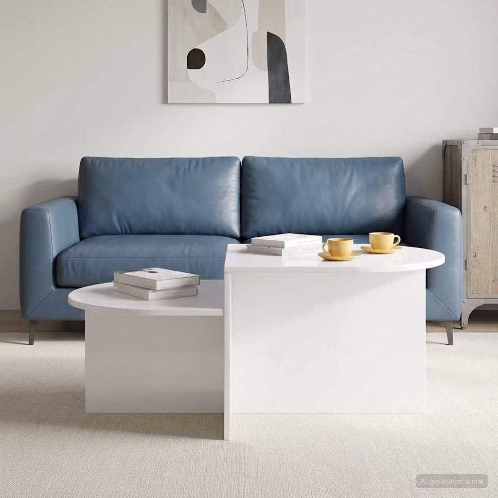 vidaXL Tavolino da salotto moderno in MDF bianco lucido L: 100 cm, P: 50 cm, H: 40 cm