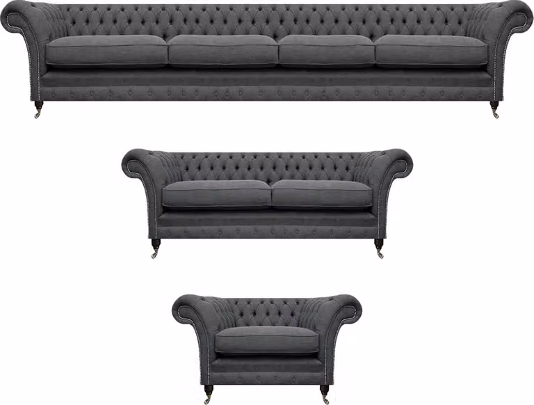 Luxus Set 3tlg Polstermöbel Sofas Komplett Chesterfield Wohnzimmer Sofagarnitur