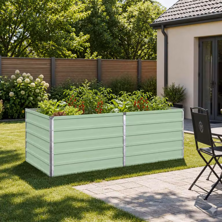 Letto rialzato da giardino vidaXL in metallo verde, L: 160 cm, P: 80 cm, H: 55 cm
