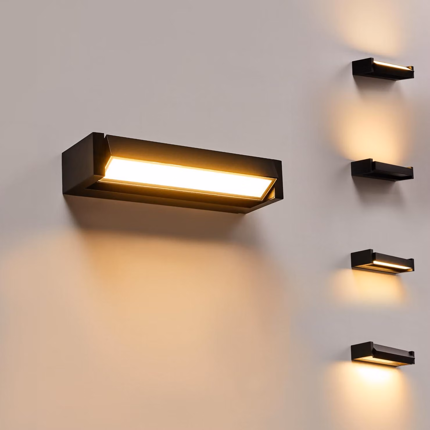 Lampada da parete LED per esterni, orientabile a 350°, grado di protezione IP65, 12W, 1320 lumen, luce bianco caldo, dimensioni 23,6x5x10 cm