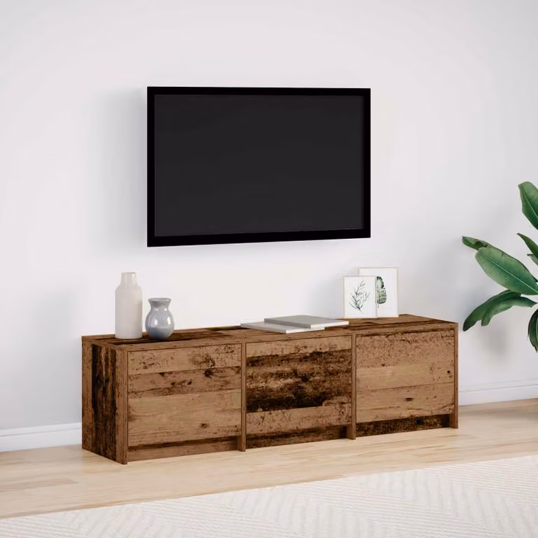 Mobile TV vidaXL in legno vecchio marrone e grigio con illuminazione integrata L 140 x P 40 x H 34 cm