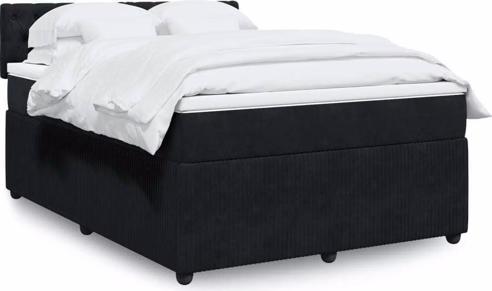 Maison Exclusive - Giroletto a Molle con Materasso Nero 160x200 cm in Velluto