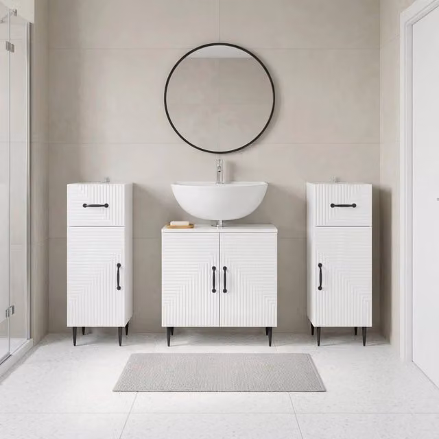 Set di armadietti da bagno in 3 pezzi HAARLEM Bianco Lucido 3418021