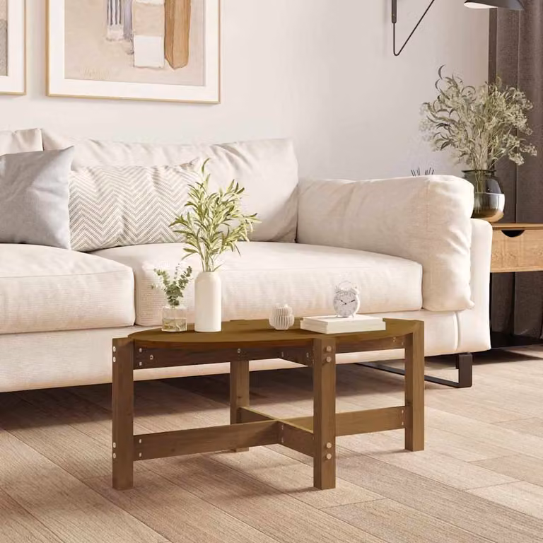 vidaXL Tavolino da Salotto in Legno di Pino Marrone L: 87 cm, P: 48 cm, H: 35 cm
