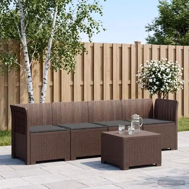 Divano da Giardino a 4 Posti con Cuscini in Stile Rattan PP 3443859