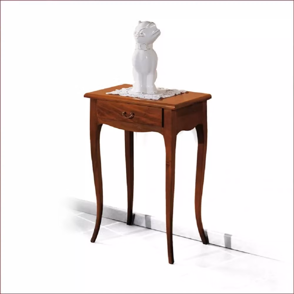 Consolle con 1 cassetto in legno massello Mobili2g colore marrone L: 57 cm, P: 39 cm, H: 78 cm – 1